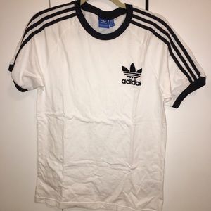 adidas 3 stripe ringer tee